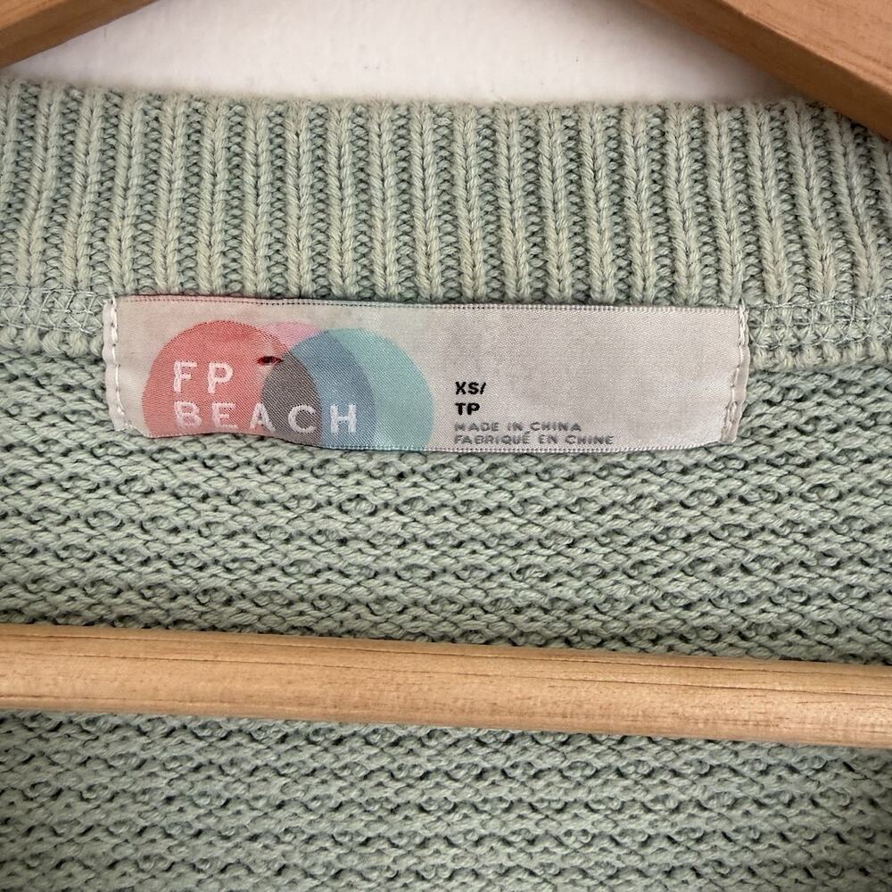 Free People Beach Hailee Sweater Womens XS Sage Green Henley Oversized Slouchy - Picture 5 of 10